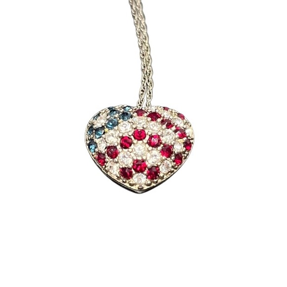 Vintage Victoria Wieck Sterling Silver & Rhinestone Heart Necklace. - Picture 3 of 4